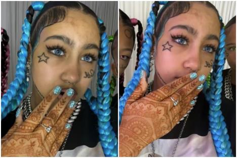 Nort Vest sa plavim pletenicama, lažnim tetovažama i pirsingom tokom koncerta OsamaSona.