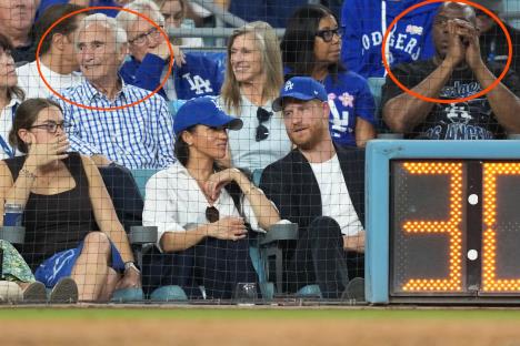 Princ Hari i Megan Markl u prvim redovima na utakmici Dodžersa u Los Anđelesu ispred Medžika Džonsona i Sendija Koufaksa