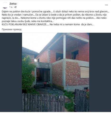 Zorica poklanja dve kuće