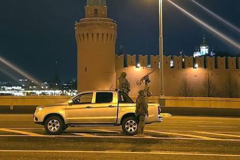 Moskva Kremlj anti dron puške ruski vojnici