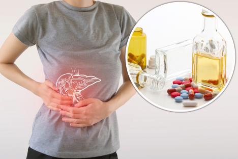 prikaz trbušnog dela tela i upaljene jetre/alkohol i lekovi