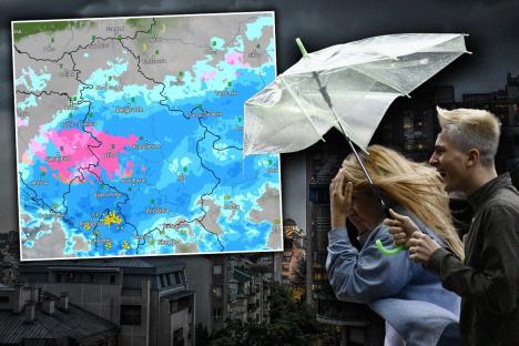 oluja nevreme grmljavina kiša pljusak kišobran