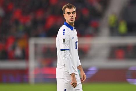 Jovan Milošević na debiju za Srbiju protiv Letonije