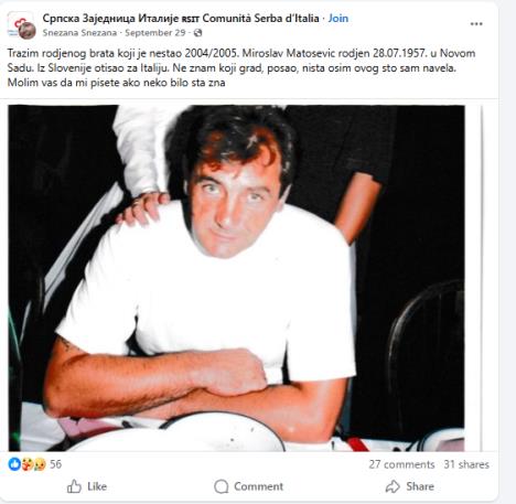 MISTERIJA NESTANKA MIROSLAVA IZ NOVOG SADA NJEGOVU SESTRU MUČI VEĆ DVE DECENIJE: Izašao na parkingu u Ljubljani i - nestao?! Snežana otkrila čudne stvari