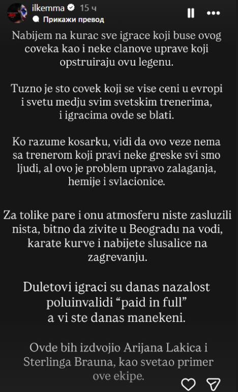 Objava Ilića o Obradoviću