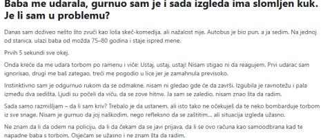 Objava o incidentu u gradskom prevozu