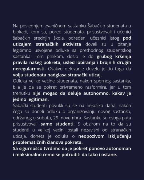 Šabački studenti u blokadi