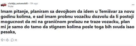 Objava, mladić pita da li može s probnom dozvolom u Rumuniju