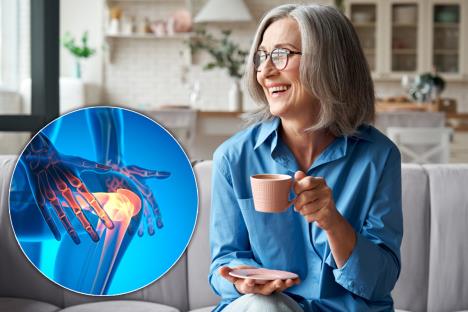 žena pije kafu/bol u zglobovima osteoporoza