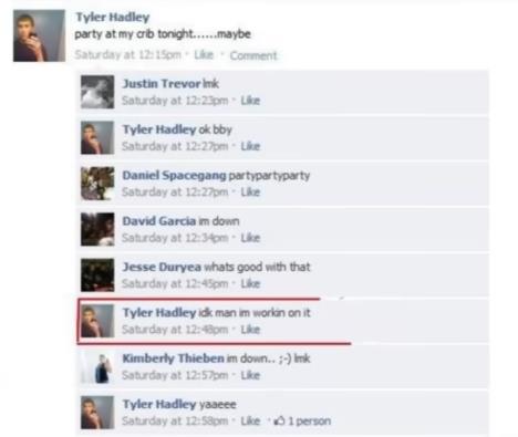 Status Tajlera Hedlija na Fejsbuku