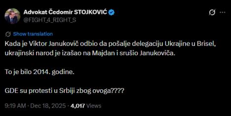 Čedomir Stojković tvit