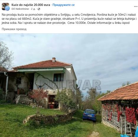 oglas za prodaju kuće u Svrljigu