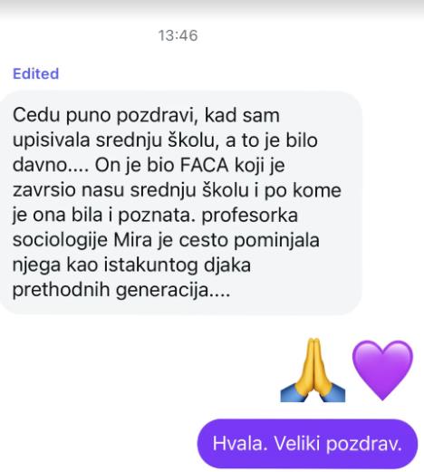 Poruka upućena Čedi Jovanoviću