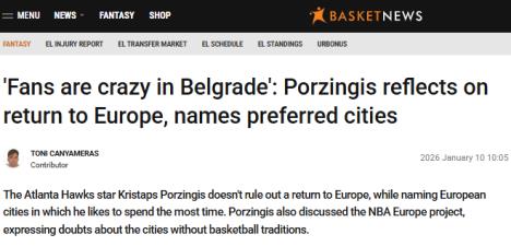 Kristaps Porzingis Crvena zvezda Partizan