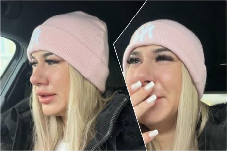 Žena zaglavljena u automobilu u snegu u Diseldorfu, emotivni trenutak