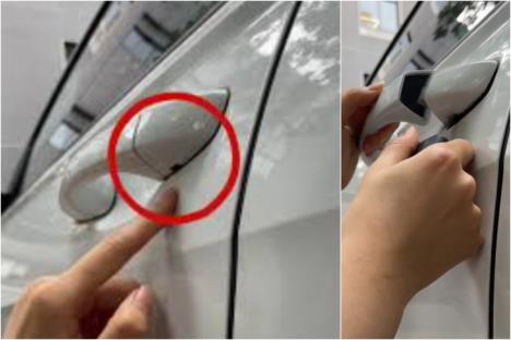 Žena otvara automobil običnim ključem dok elektronski ne funkcioniše