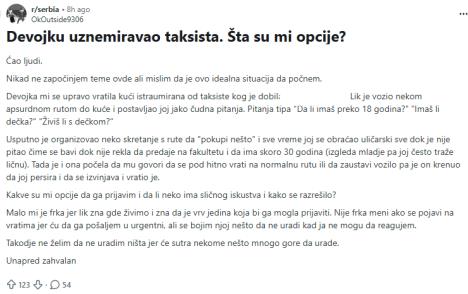 Taksista uznemiravao devojku
