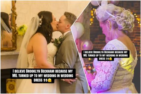 Svekrva u beloj haljini na venčanju