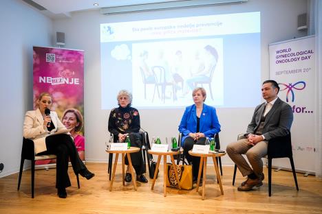 lekari i pacijenti na panelu posvećenom raku grlića materice, prof. dr Vesna Kesić, Vesna Bondžić i dr Bojan Trkulja