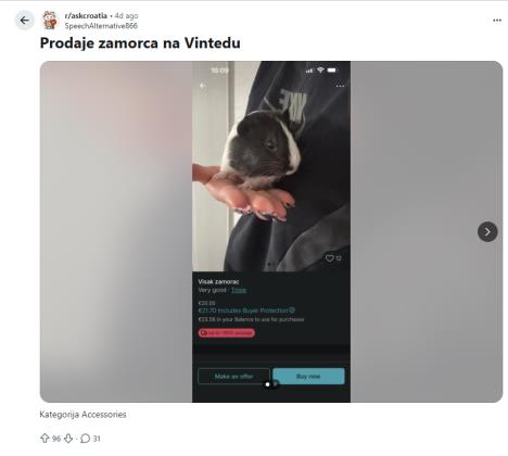 viralni oglas „višak morsko prase“ na društvenim mrežama