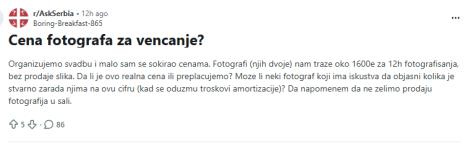 Objava, mladenci se žale na paprene cene fotografa