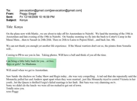 Mejl koji je Pegi Sigal poslala Epstajnu