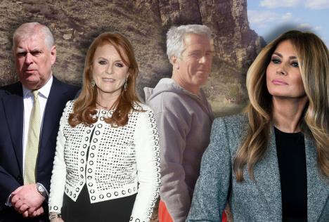 Princ Endrju, Sara Ferguson, Melanija Tramp, Džefri Epstajn - kolaž fotografija