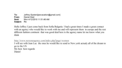Imej upućen Džefriju Epstajnu od saradnika po povratku iz Bugarske