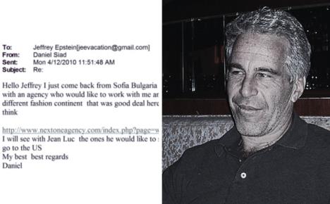 Imej upućen Džefriju Epstajnu od saradnika po povratku iz Bugarske