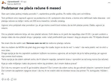 Podstanari nisu plaćali račune