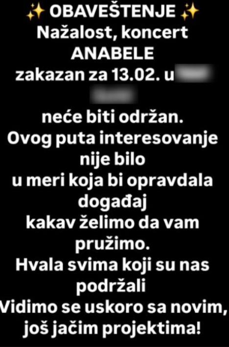 Otkazan koncert Anabele Atijas