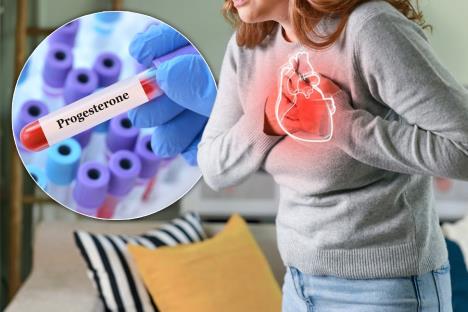 žena se drži za grudi u predelu srca/analiza progesterona