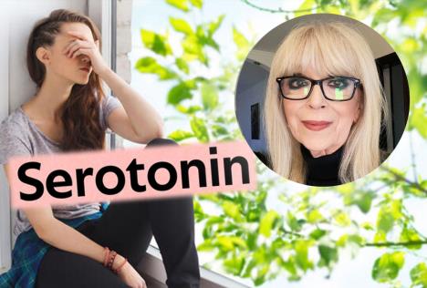 Branka Mirković/mlada žena koja pati od prolećnog umora/natpis Serotonin