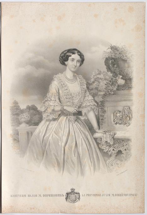 Kneginja Julija Obrenović, litografija Anastasa Jovanovića iz 1854. godine
