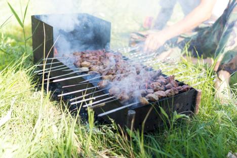 Osoba peče roštilj u prirodi