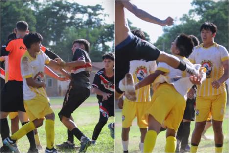 Tuča fudbalera na utakmici