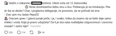 Objava na mreži Threads o bebi koja je popila gazirani sok i završila u bolnici
