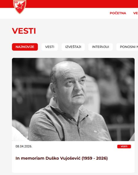 Crvena zvezda se oprostila od Duška Vujoševića