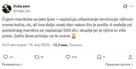 Šta noktarke naplaćuju