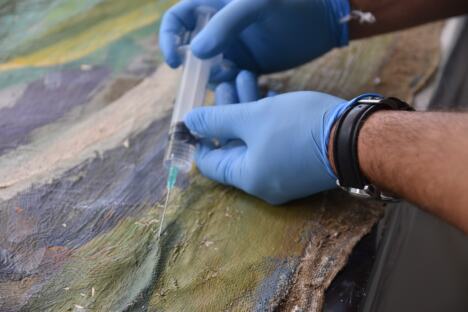 Конзерваторско-рестаураторски радови на делу „Бој на Чегру” Боже Илића Фото ЦКР 2.JPG