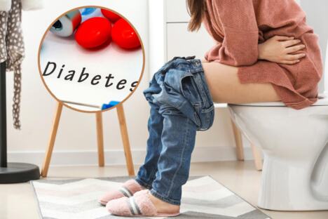 ženska osoba na wc šolji/dijabetes