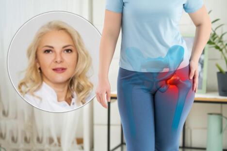 dr Jelena Aleksić/žena koja drži za bolan kuk