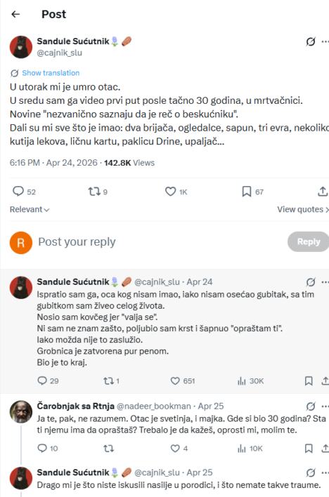 Čovek ispričao kako je bio na sahrani oca kojeg nije video 30 godina.