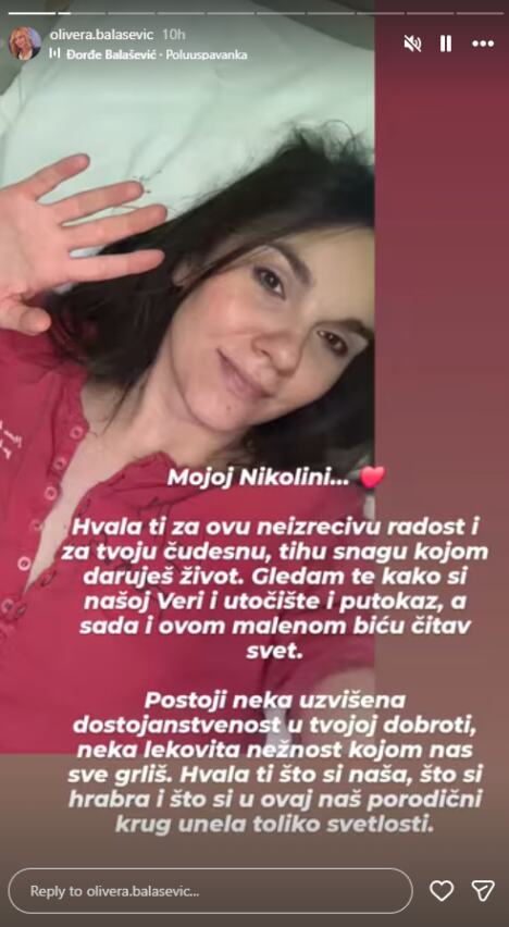 Olivera Balašević se obratila snajki Nikolini