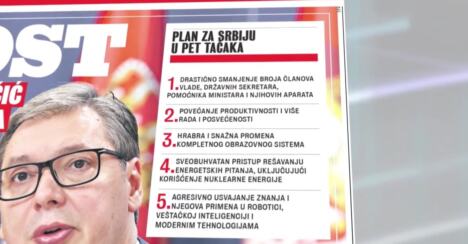 Aleksandar Vučić plan pet tačaka za Srbiju