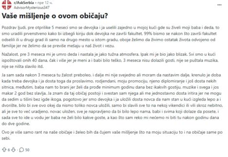 poštovanje običaja objava sa Redita