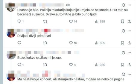 Reakcije Crnogoraca na bačen suzavac na koncertu Rikija Martina