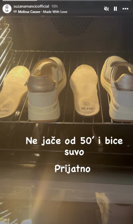Suzana Mančić suši patike u električnom šporetu