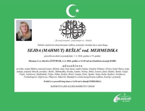 Sejda Bešlić umrlica