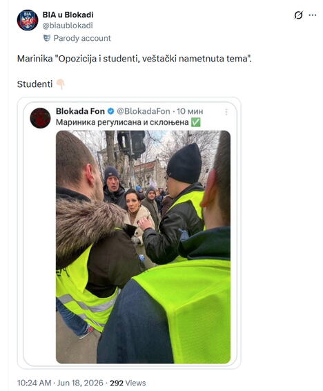 2026-06-18 12_00_06-BIA u Blokadi on X_ _Marinika _Opozicija i studenti, veštački nametnuta tema_. S.jpg